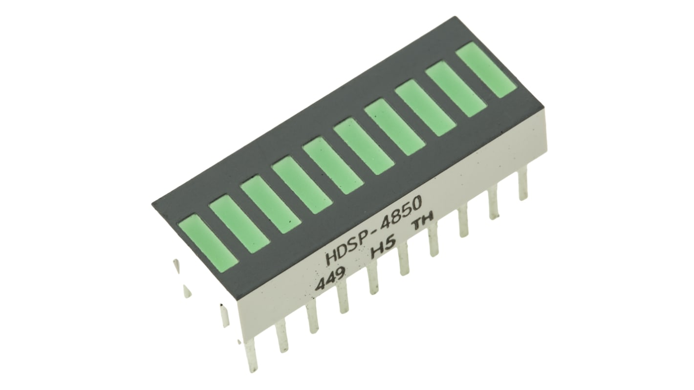 Broadcom LED-es kijelző, Fénysáv, Zöld, 1,9 mcd 571 nm