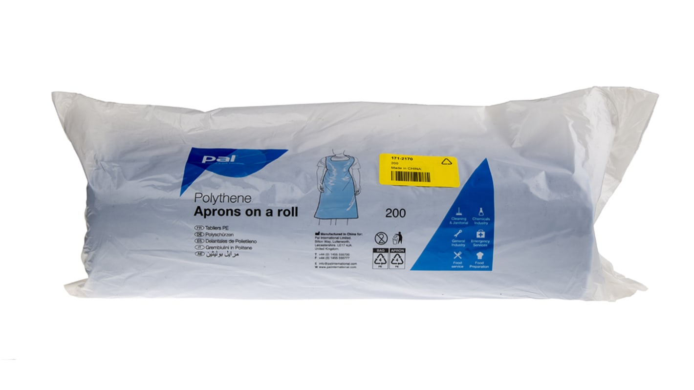 PAL Blue Polythene Food Safe Disposable Apron, 200 Per Box