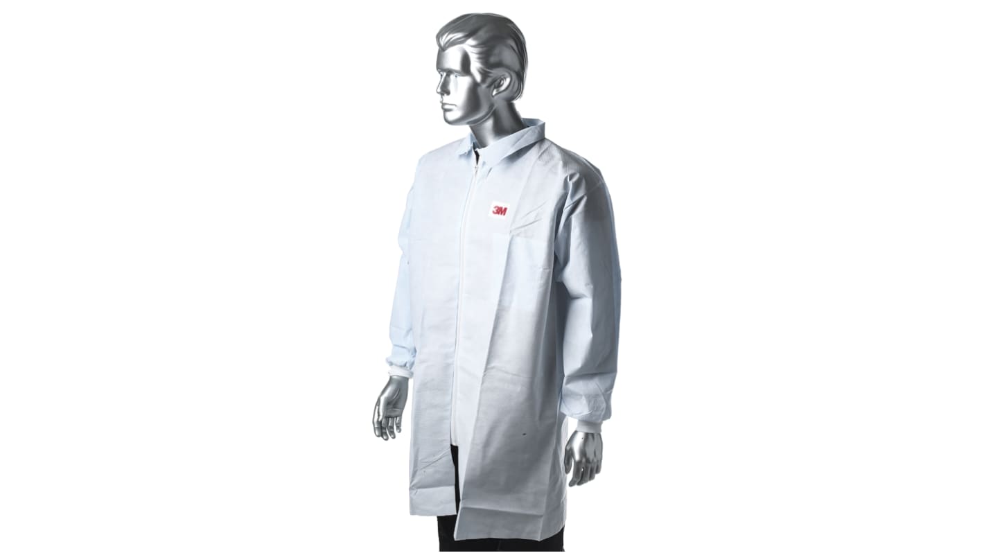 Bata de laboratorio desechable Unisex 3M de color Blanco, talla L, de Polipropileno