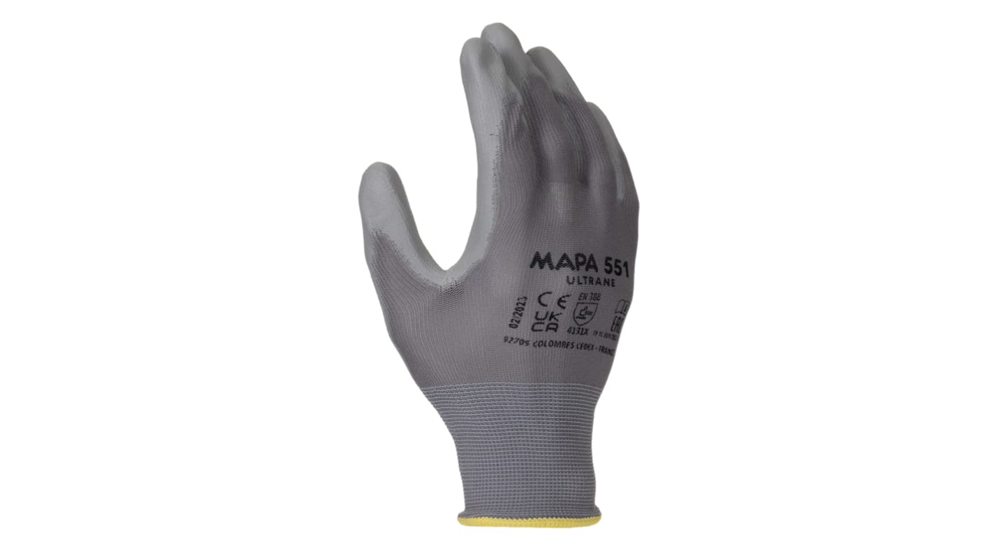 Gants de manutention Mapa 551 ULTRANE 9 PR taille 9, Résiste aux produits chimiques, 1 Paire, Gris