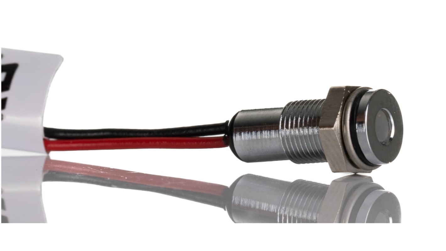 RS PRO Green, Red Panel Mount Indicator, 1.8 → 3.3V dc, 6mm Mounting Hole Size, Lead Wires Termination, IP67