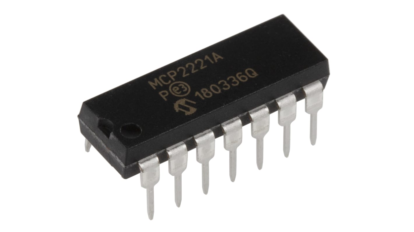 Microchip MCP2221A-I/P, USB Bridge IC, 12Mbps, 3 to 5.5 V, 14-Pin PDIP