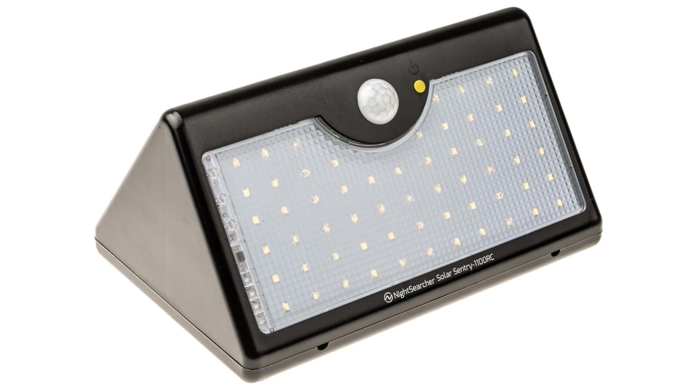 RS PRO, Reflektor, szolár panel, 10 W, 1100 lm, IP65, 3,2 V, Éjjel és nappal is használható automatikus érzékelő,