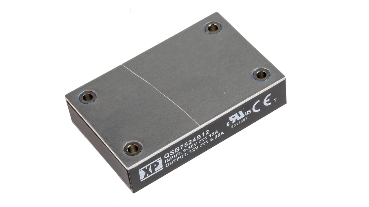 Convertisseur DC-DC XP Power, QSB75, Montage sur CI, 75W, 1 sortie, 12V c.c., 6.25A