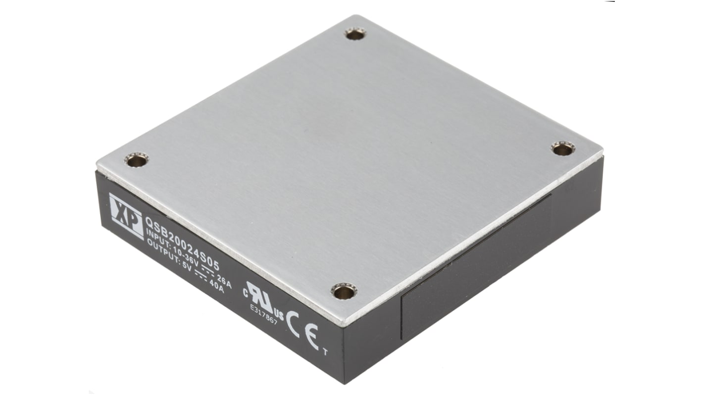 XP Power QSB200 DC-DC Converter, 5V dc/ 40A Output, 10 → 36 V dc Input, 200W, PCB Mount, +100°C Max Temp -40°C