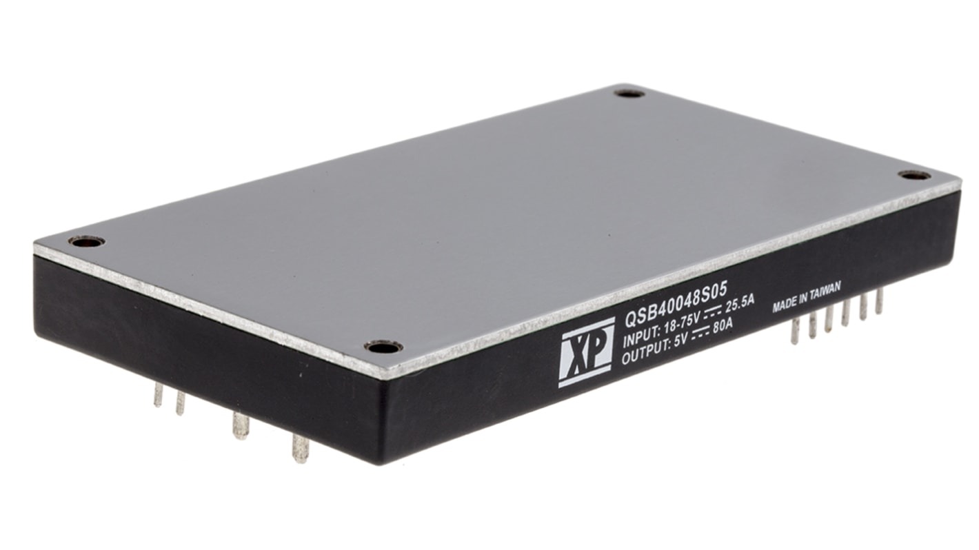 XP Power QSB400 DC-DC Converter, 5V dc/ 80A Output, 18 → 75 V dc Input, 400W, PCB Mount, +100°C Max Temp -40°C