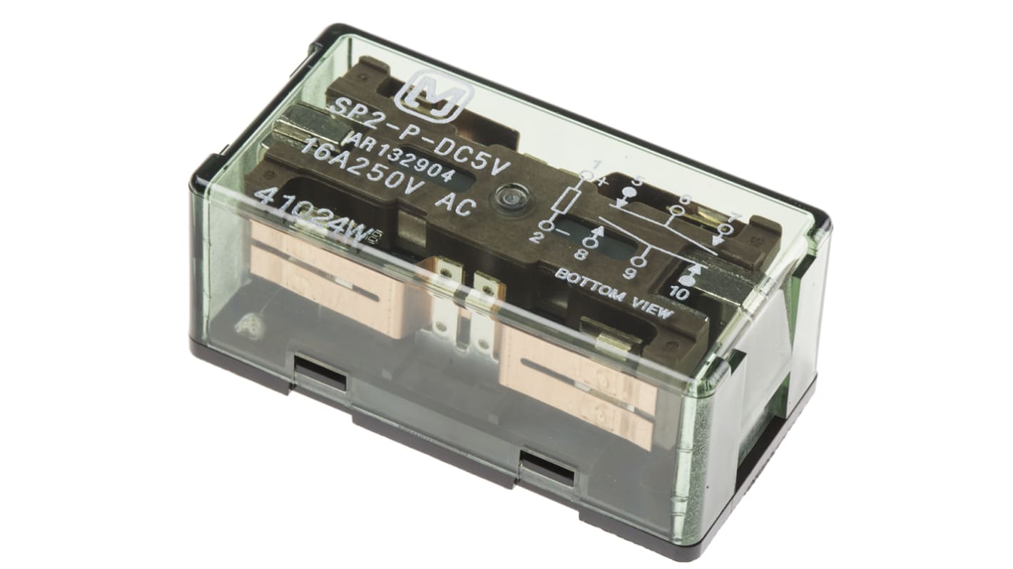 Panasonic PCB Mount Power Relay, 5V dc Coil, 15A Switching Current, DPDT