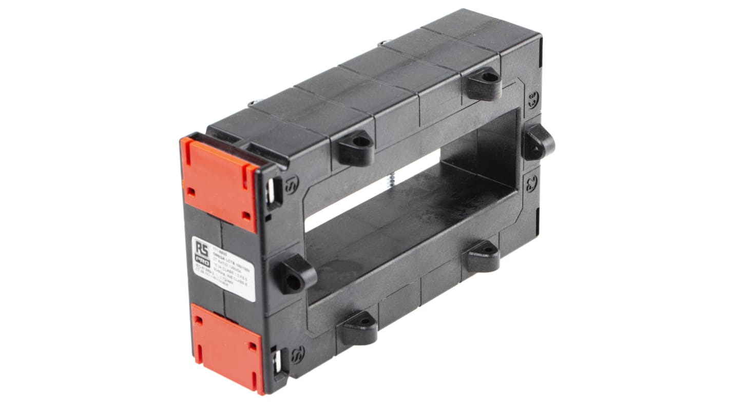 Transformador de corriente RS PRO, Montaje en Base, entrada 1250A, ratio: 1250:5, Ø int. 38 x 128mm, dim. 99 x 45 x 170