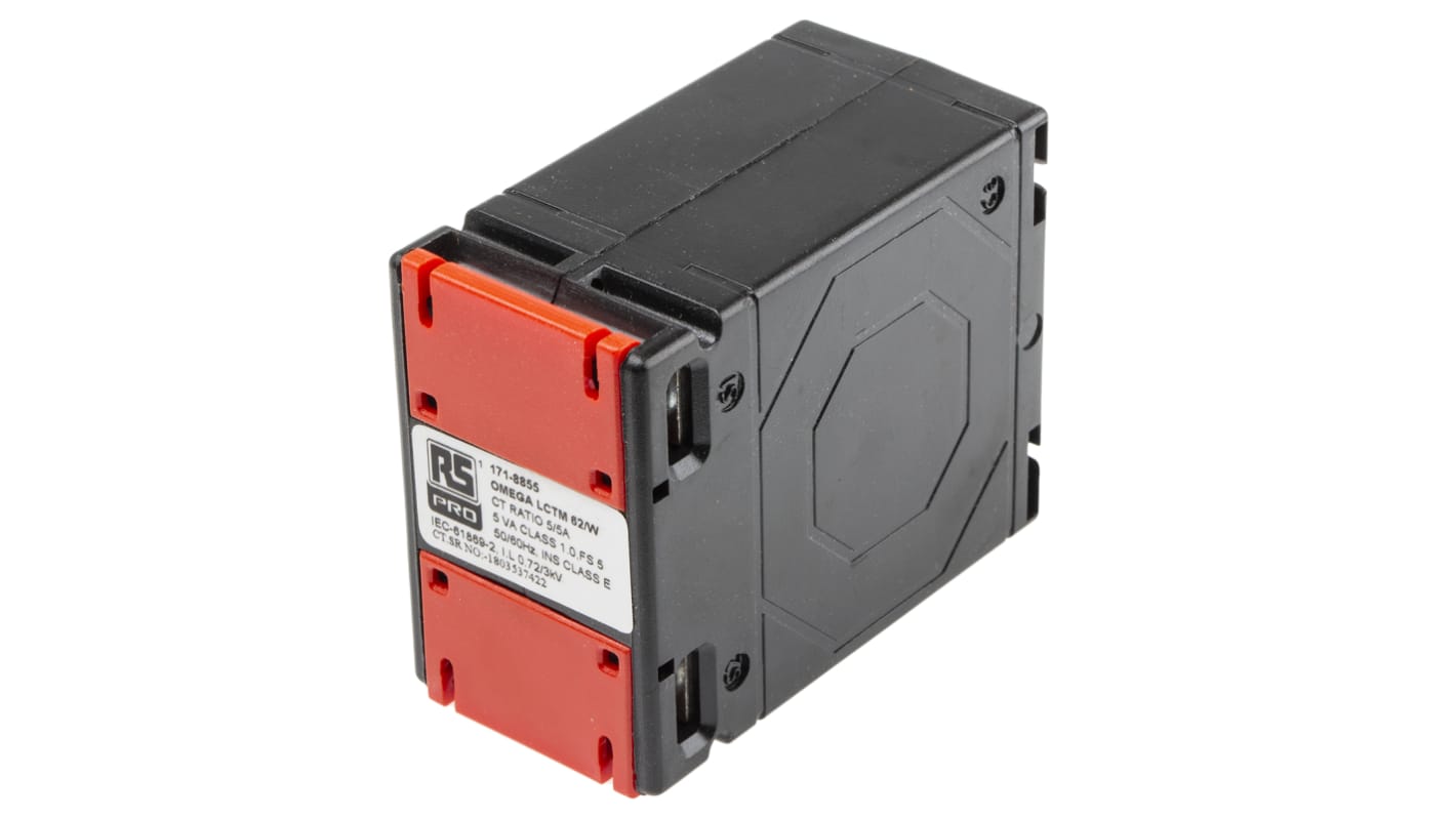 RS PRO Base Mounted Current Transformer, 5A Input, 5:5, 5 A Output, 62 x 40mm Bore