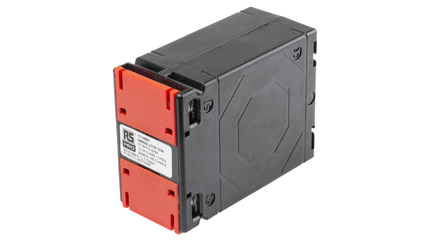 RS PRO Base Mounted Current Transformer, 40A Input, 40:5, 5 A Output, 74 x 45mm Bore