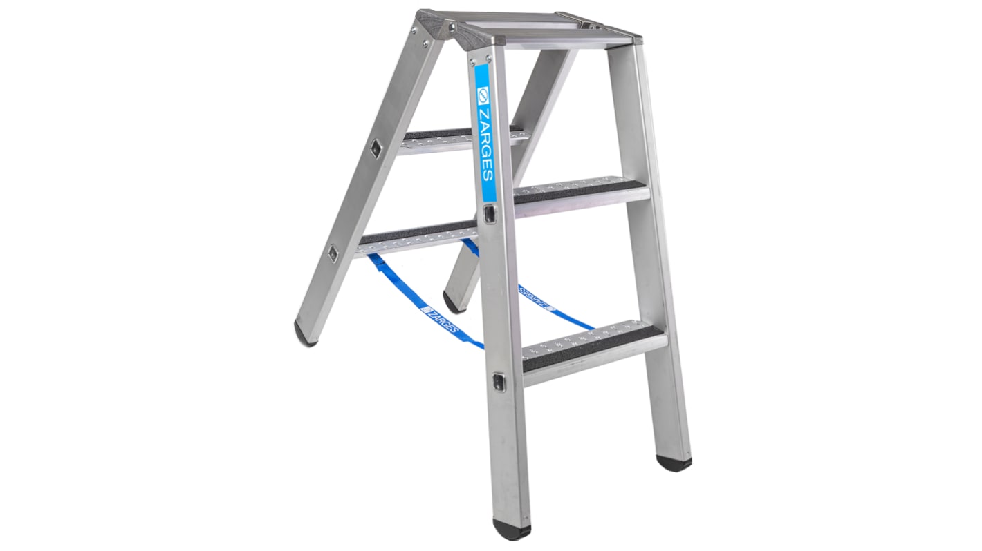 Zarges Aluminium 2 x 3 steps Step Ladder, 0.88m open length