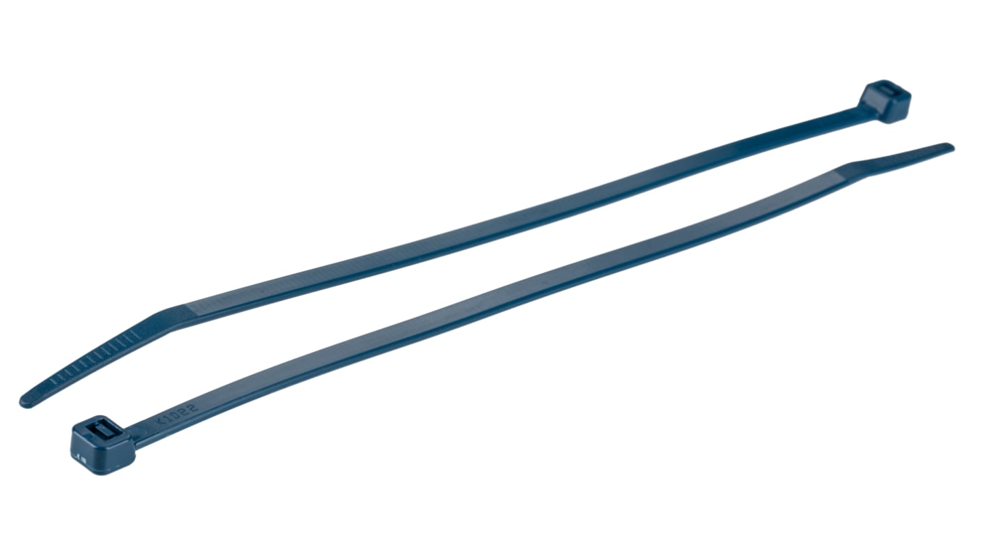 RS PRO Cable Tie, Metal Detectable, 203mm x 4.6 mm, Blue Metal Detectable, Pk-100