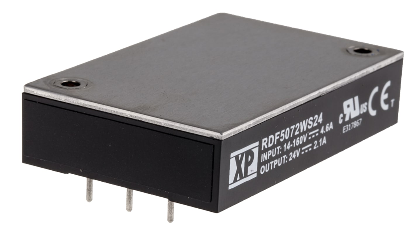 XP Power RDF50 DC/DC-Wandler 50W 110 V dc IN, 24V dc OUT / 2.1A Durchsteckmontage 3kV dc isoliert