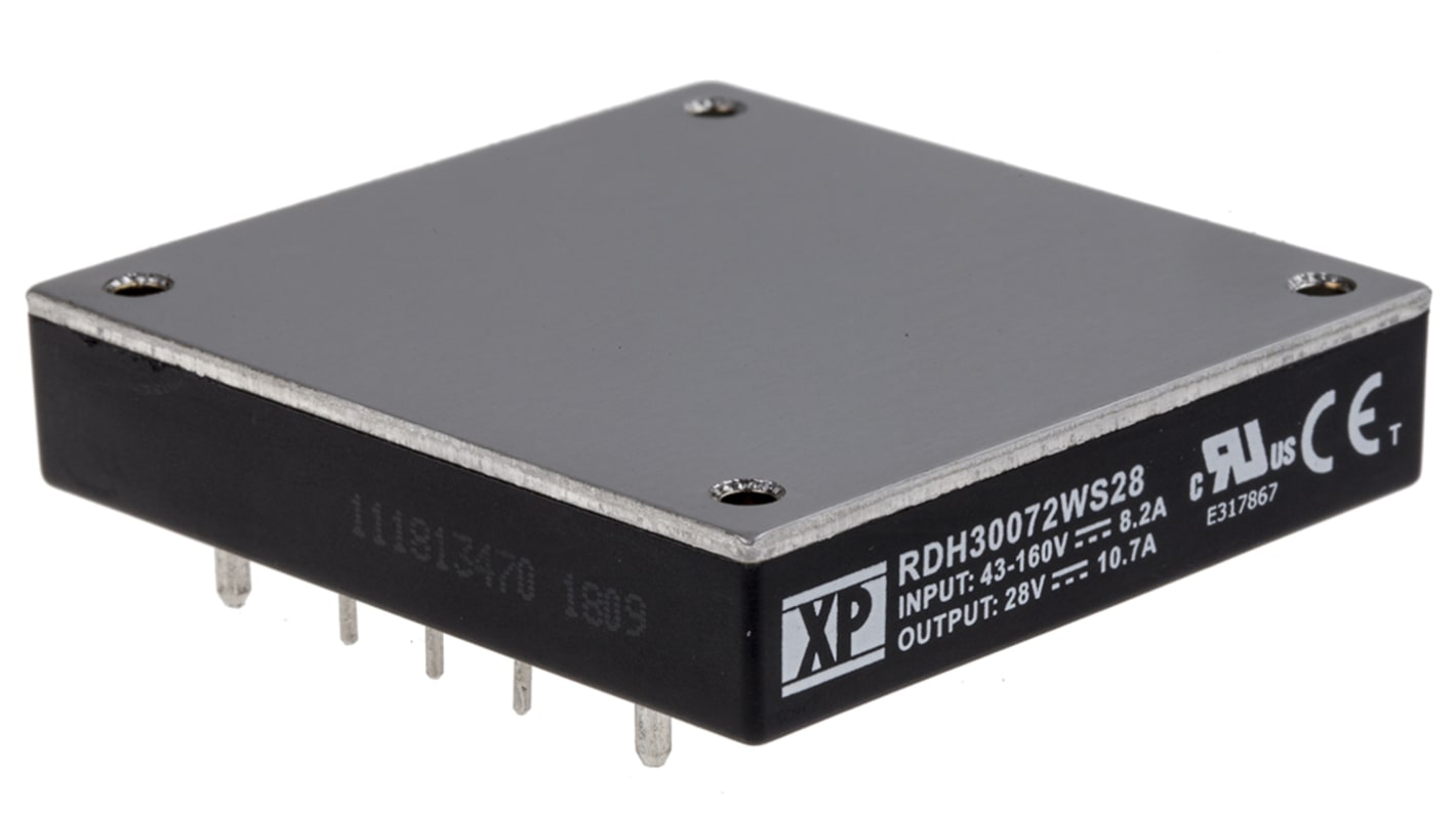 XP Power RDH300 DC-DC Converter, 28V dc/ 10.7A Output, 43 → 160 V dc Input, 300W, Through Hole