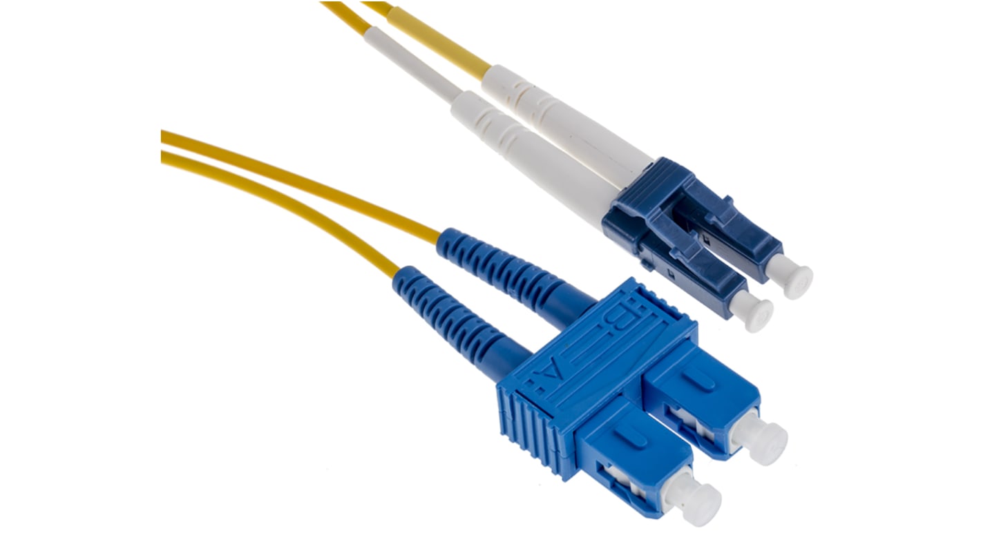 RS PRO LC to SC Duplex Single Mode OS1, OS2 Fibre Optic Cable, Yellow, 15m