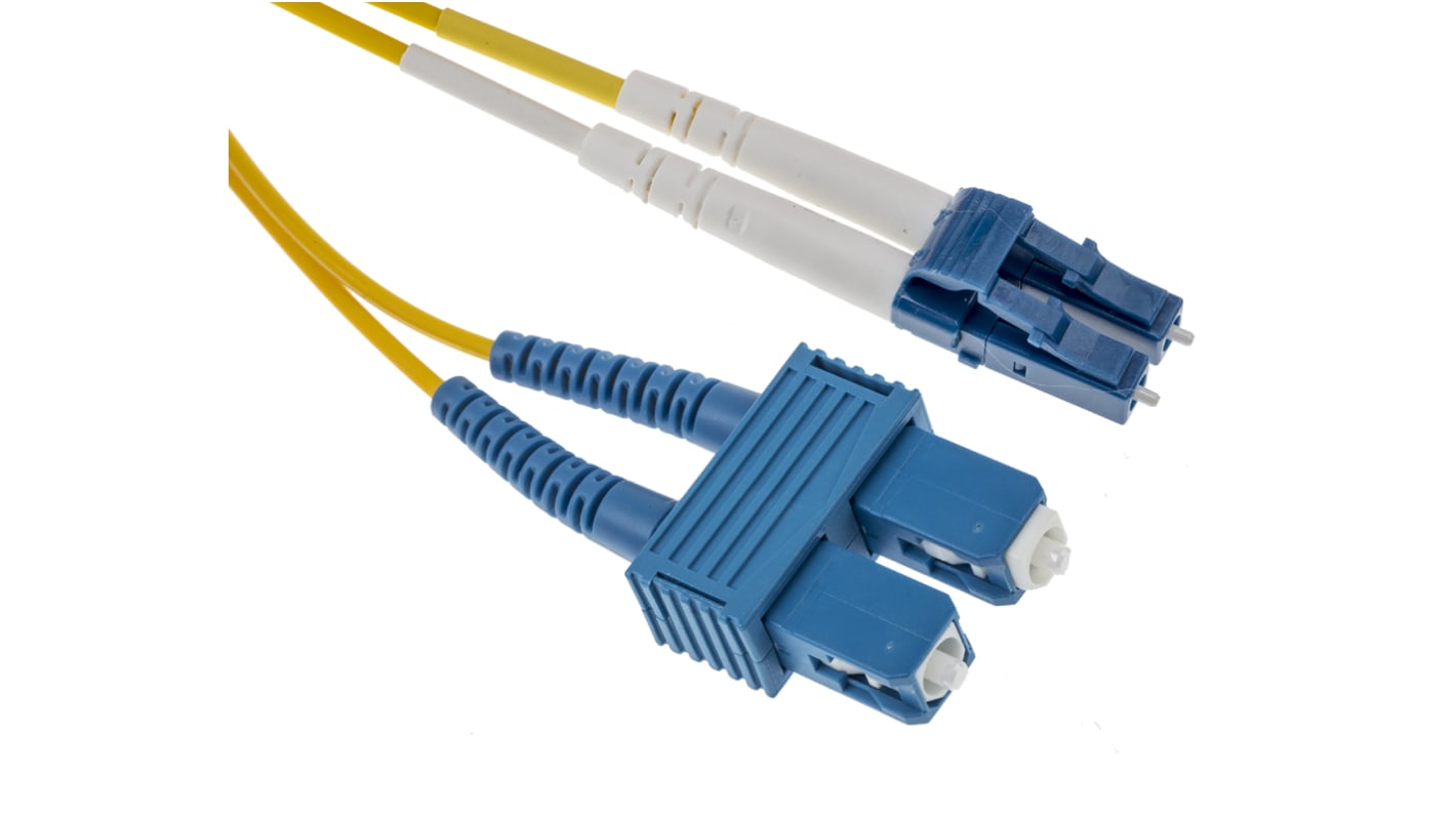 RS PRO LC to SC Duplex Single Mode OS1, OS2 Fibre Optic Cable, Yellow ...