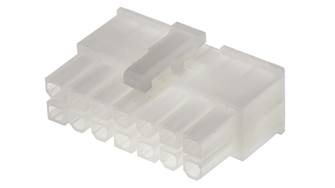 Boitier de connecteur Clip isolé, 14 contacts sur 2 rangs, pas 4.2mm, Droit, Montage sur câble, série Mini-Fit Jr
