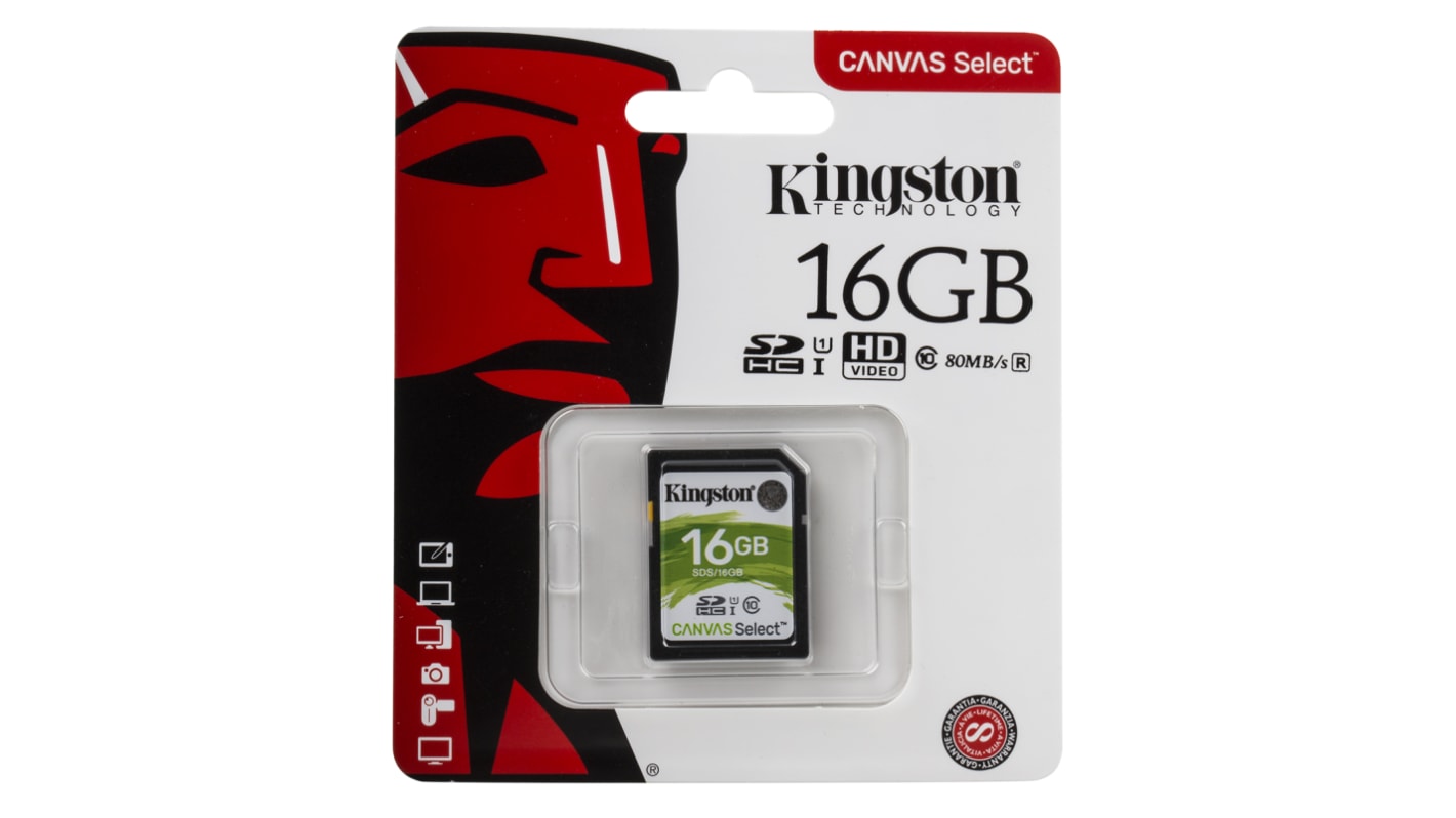 Kingston SD-kártya 16 GB -25 → +85°C