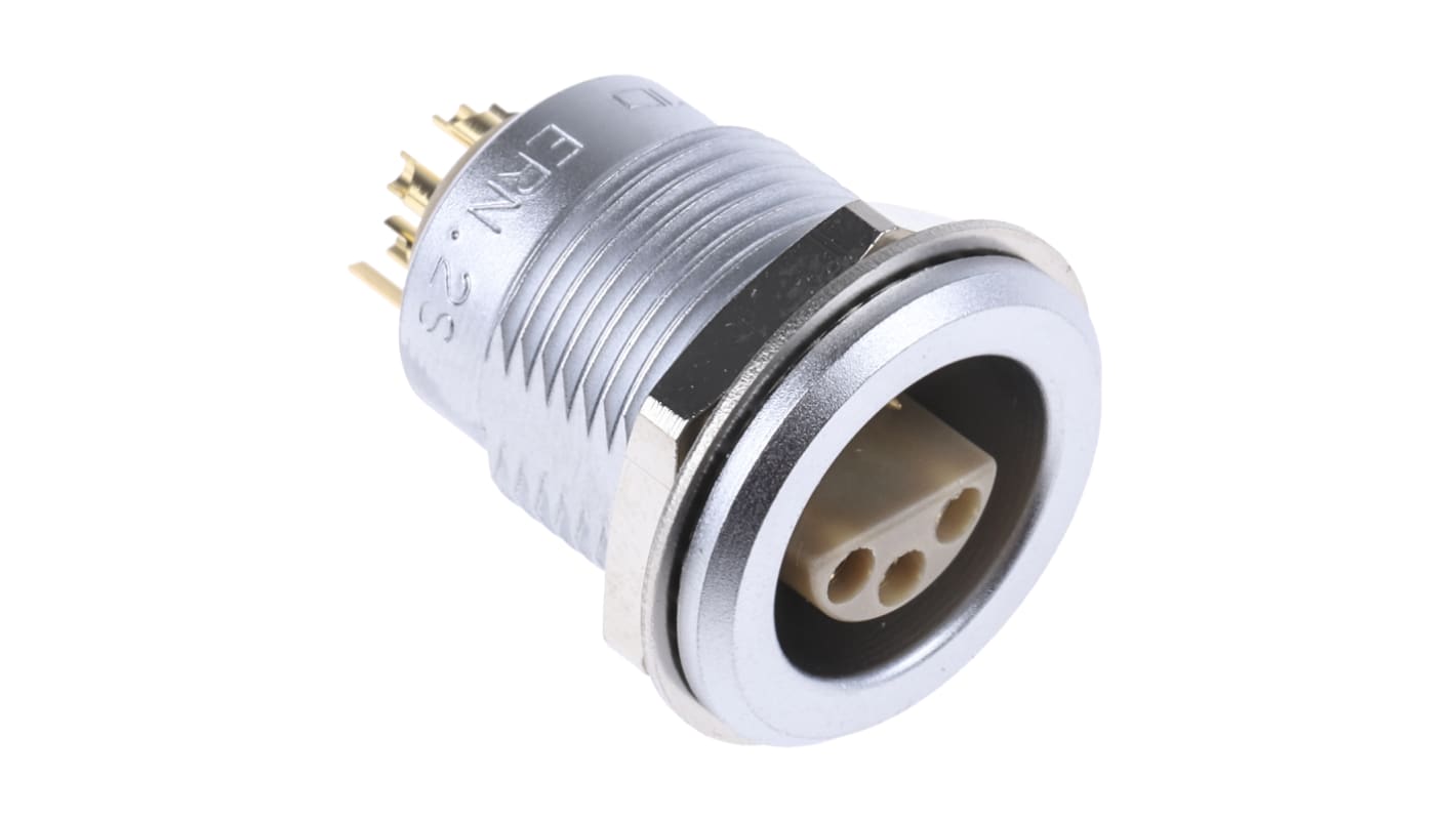 Lemo Circular Connector, 6 Contacts, Panel Mount, Socket, Female, IP50, 2S Series