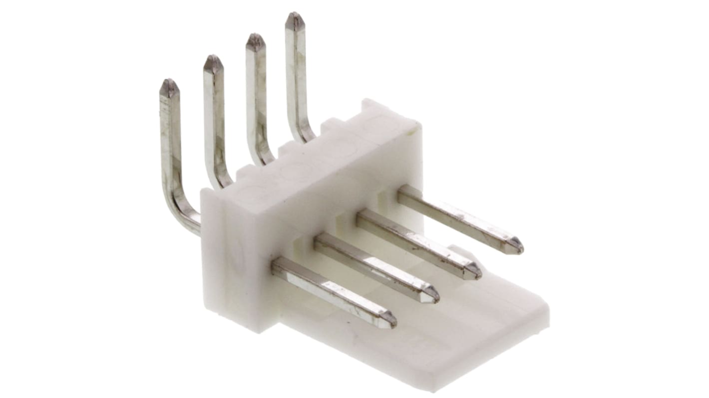 Embase à broches Molex, KK 254, 4 pôles , 2.54mm 1 rangée, 4A, Angle droit