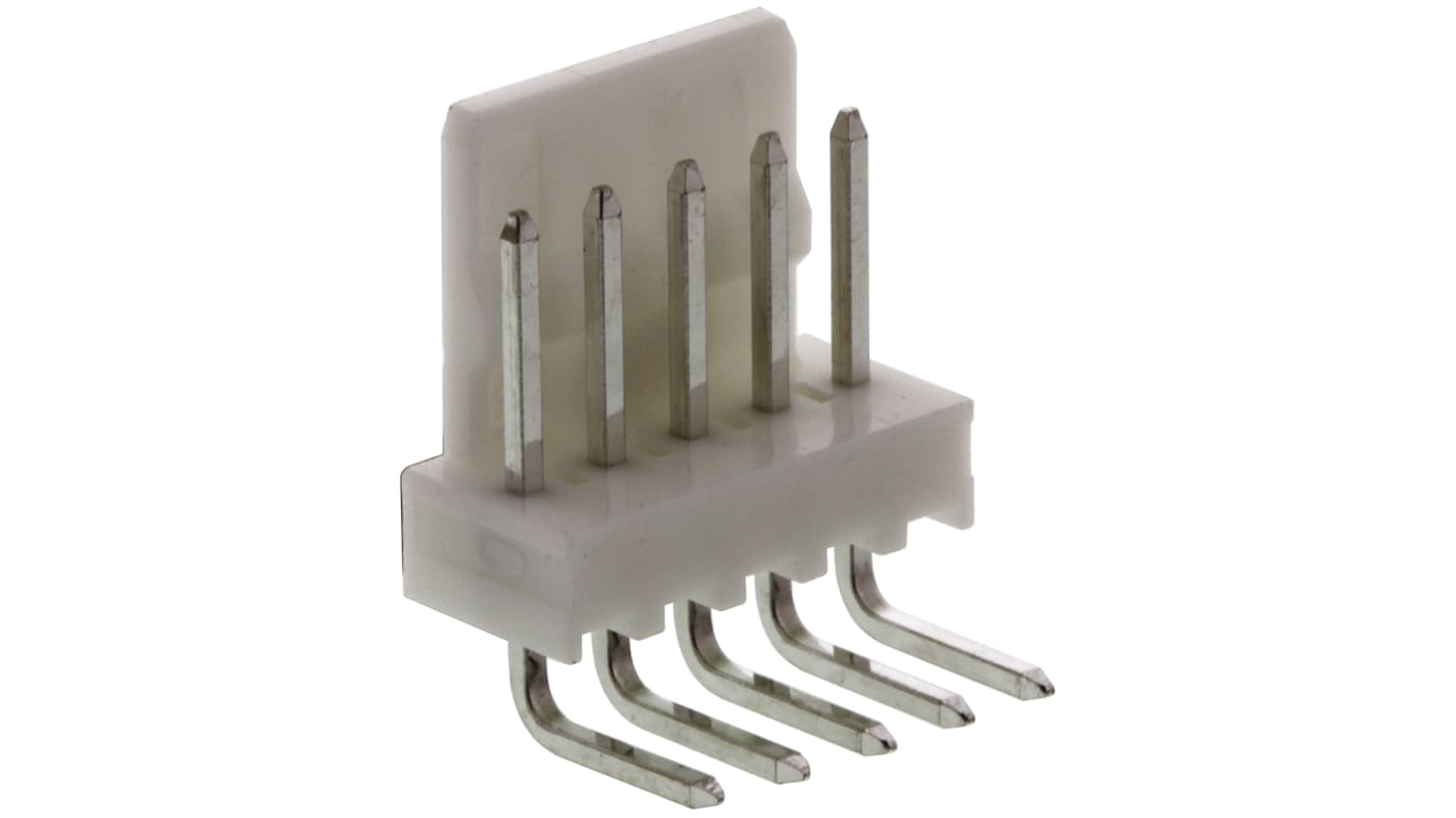 Molex 7395 Series Right Angle Through Hole Pin Header, 5 Contact(s), 2.54mm Pitch, 1 Row(s), Unshrouded