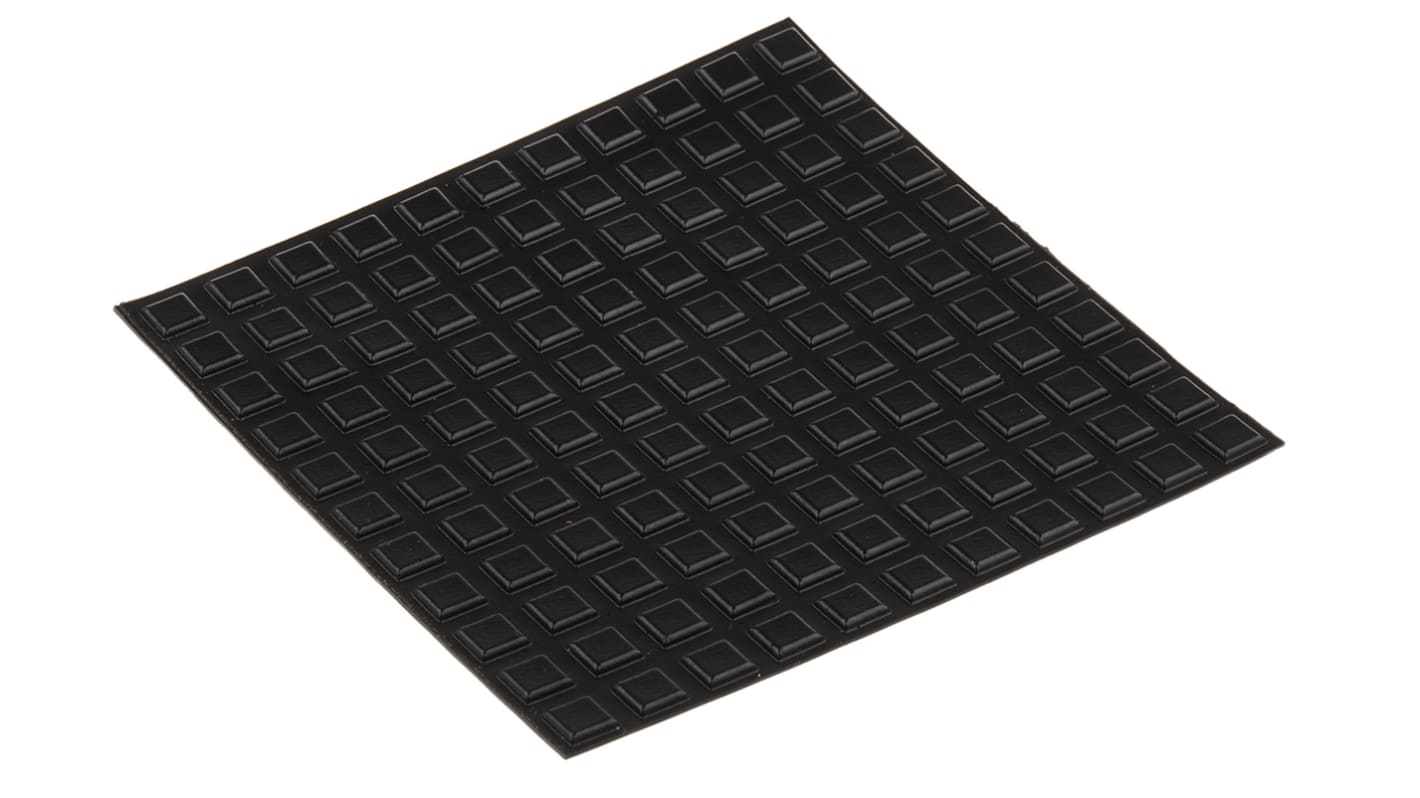 RS PRO Selbstklebende Füße, Klebstoff, Viereckig, 2.5mm, Schwarz, ø 10.2mm, PUR, +65.6°C max.