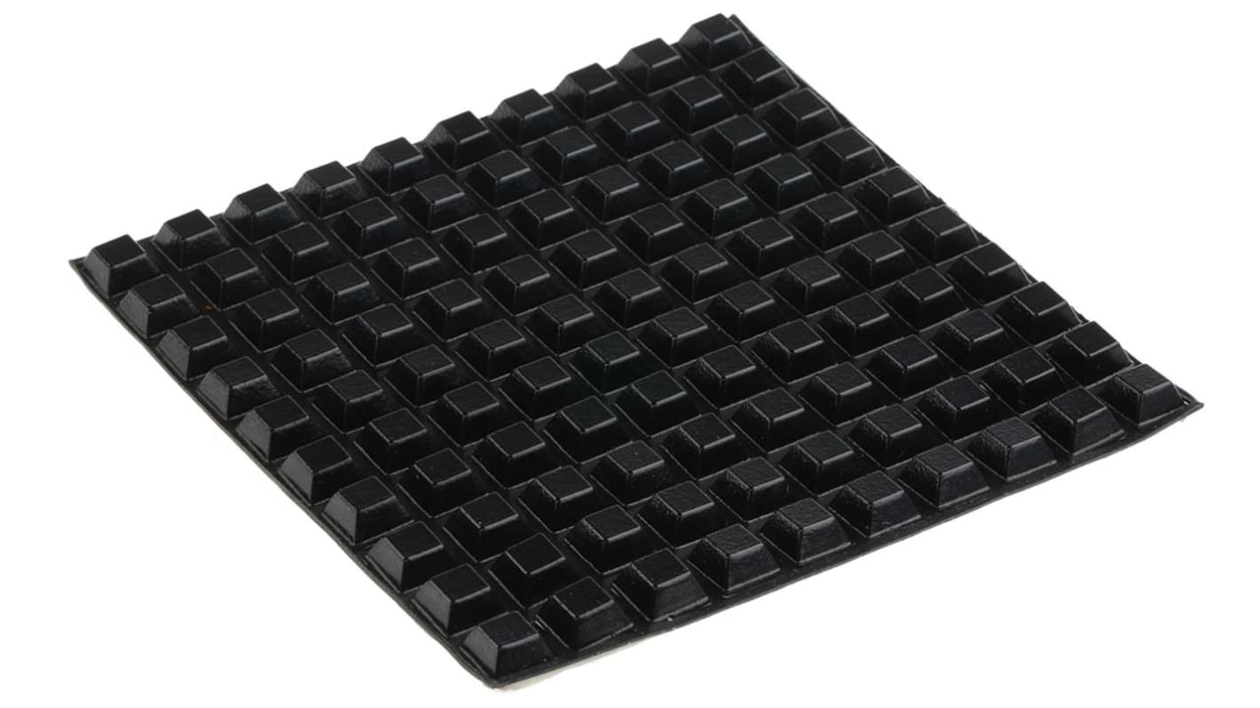 RS PRO Selbstklebende Füße, Klebstoff, Viereckig, 5.8mm, Schwarz, ø 12.7mm, PUR, +65.6°C max.