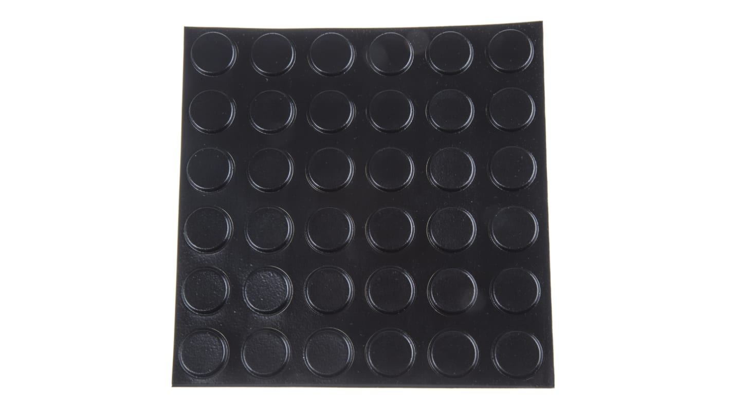 RS PRO Selbstklebende Füße, Klebstoff, Zylindrisch, 3mm, Schwarz, ø 20.6mm, PUR, +65.6°C max.