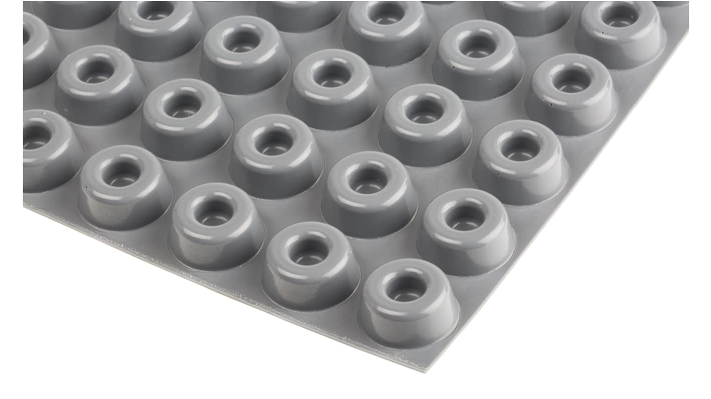 RS PRO Selbstklebende Füße, Klebstoff, Rund, 10.2mm, Grau, ø 22.3mm, PUR, +65.6°C max.