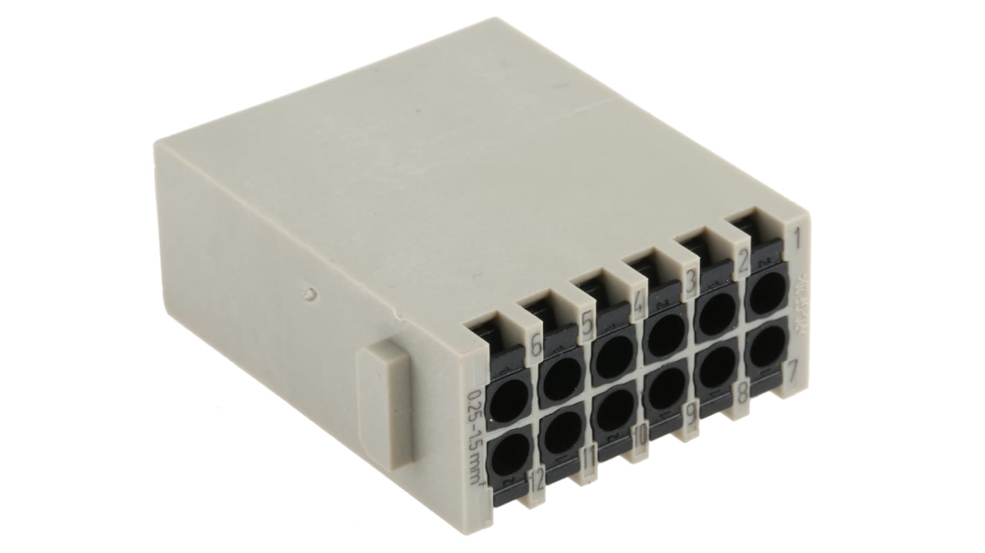 HARTING Heavy Duty Power Connector Module, 10A, Male, Han-Modular Series, 12 Contacts