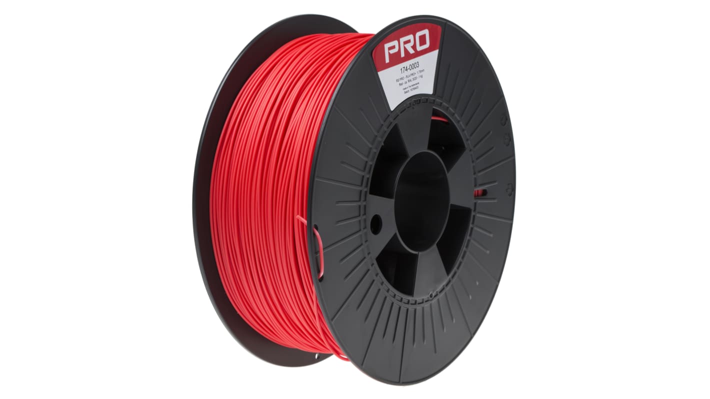 RS PRO 1.75mm Red PLA-X3 3D Printer Filament, 1kg