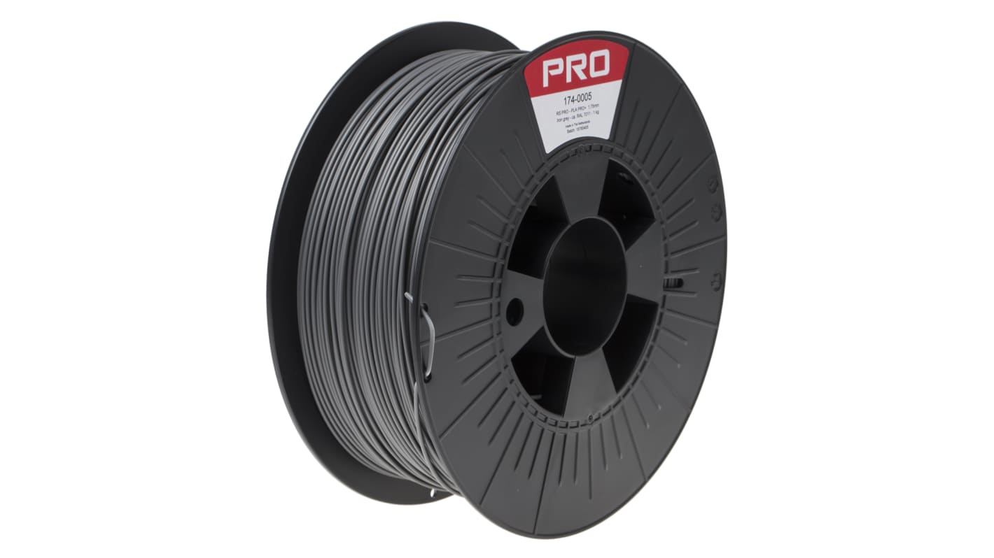 RS PRO PLA-X3 3D-Drucker Filament zur Verwendung mit Jeder 3D-Drucker, Grau, 1.75mm, FDM, 1kg