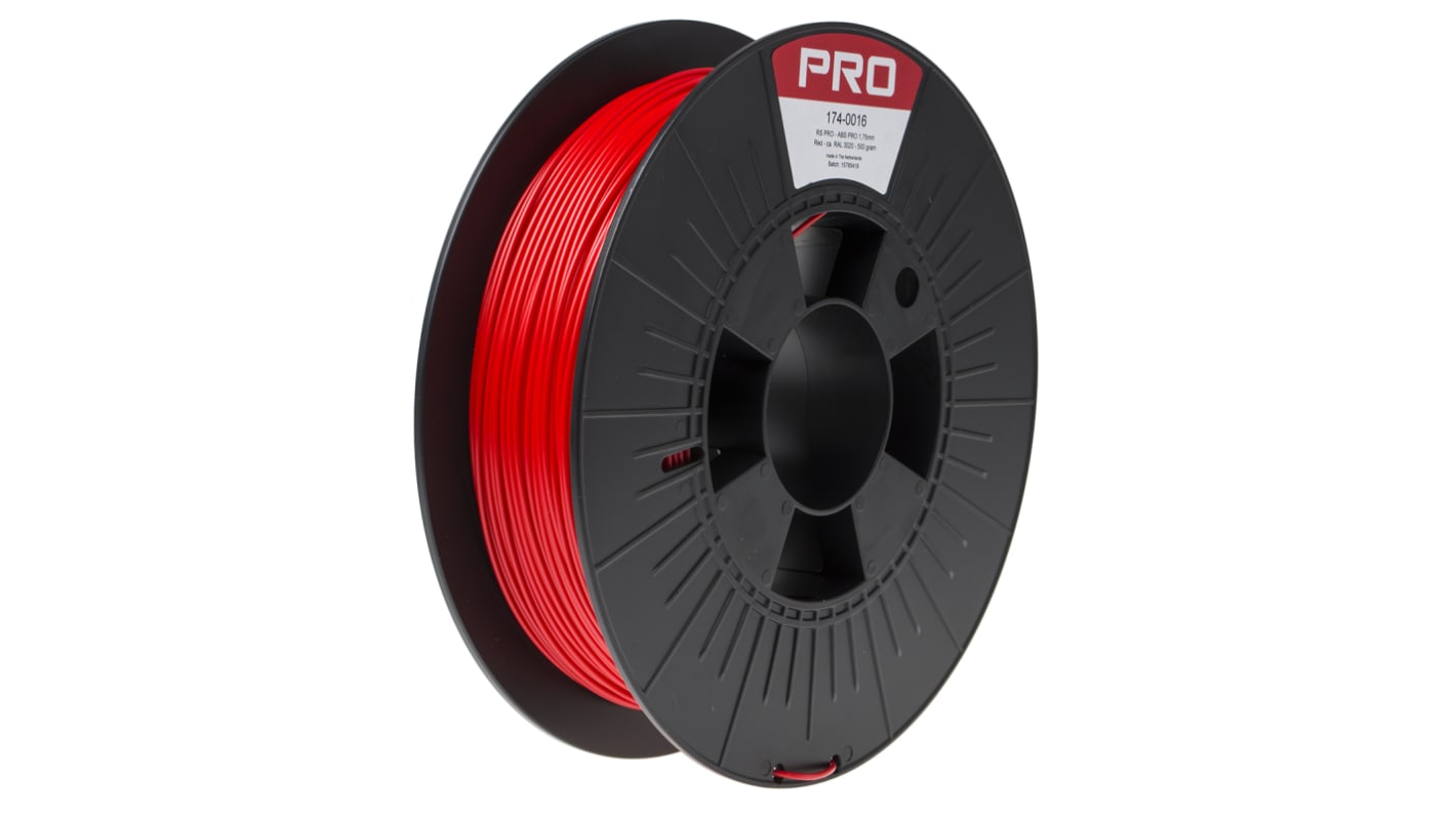 RS PRO 1.75mm Red ABS-X 3D Printer Filament, 500g