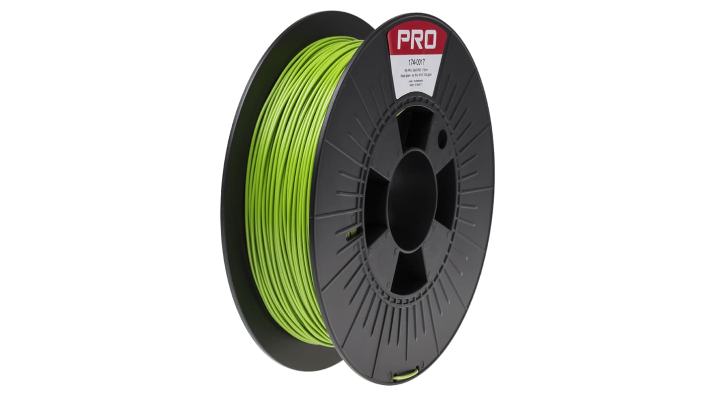 Filamento para impresora 3D FDM, ABS-X, 1.75mm, Verde, 500g RS PRO