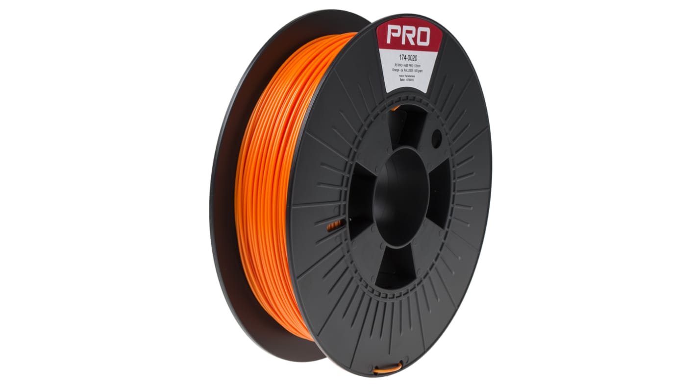 RS PRO ABS-X 3D-Drucker Filament zur Verwendung mit Gängige Desktop-3D-Drucker, Orange, 1.75mm, FDM, 500g