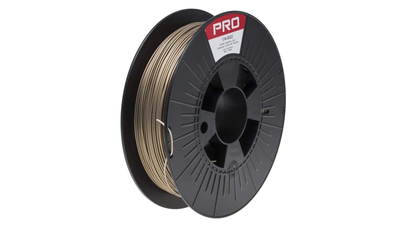 RS PRO ABS-X 3D-Drucker Filament zur Verwendung mit Gängige Desktop-3D-Drucker, Bronze, 1.75mm, FDM, 500g