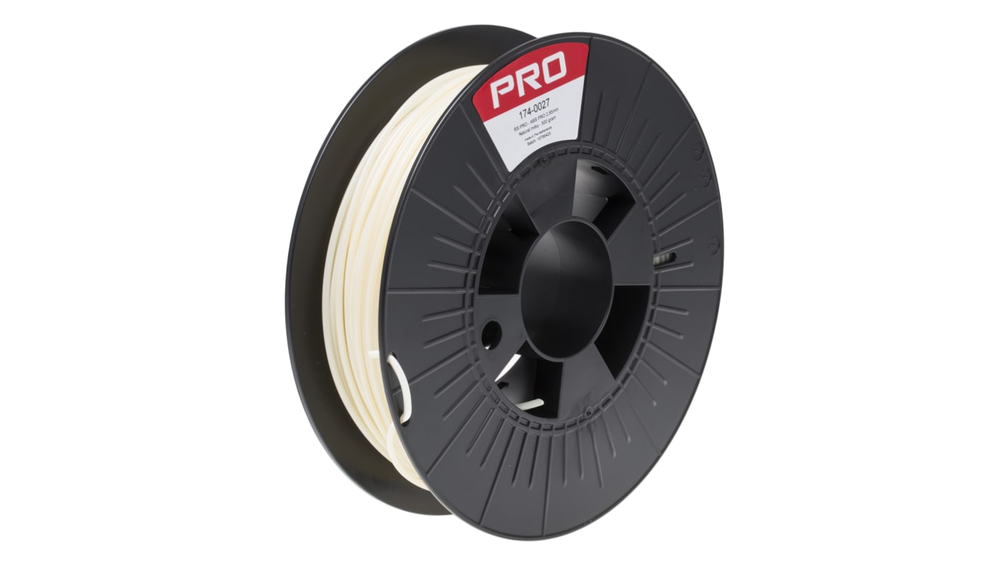 RS PRO 2.85mm Natural ABS-X 3D Printer Filament, 500g