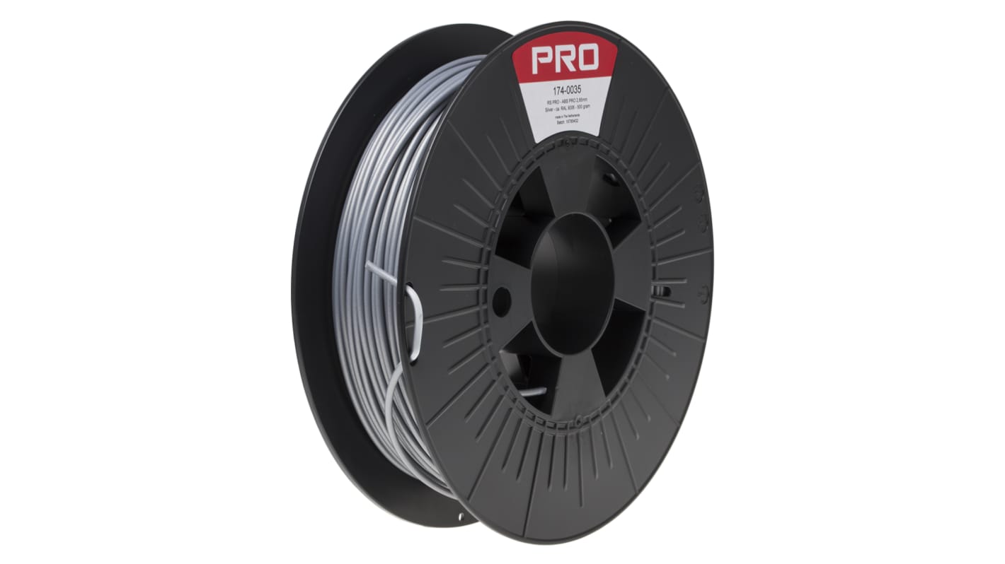 RS PRO ABS-X 3D-Drucker Filament zur Verwendung mit Gängige Desktop-3D-Drucker, Silber, 2.85mm, FDM, 500g