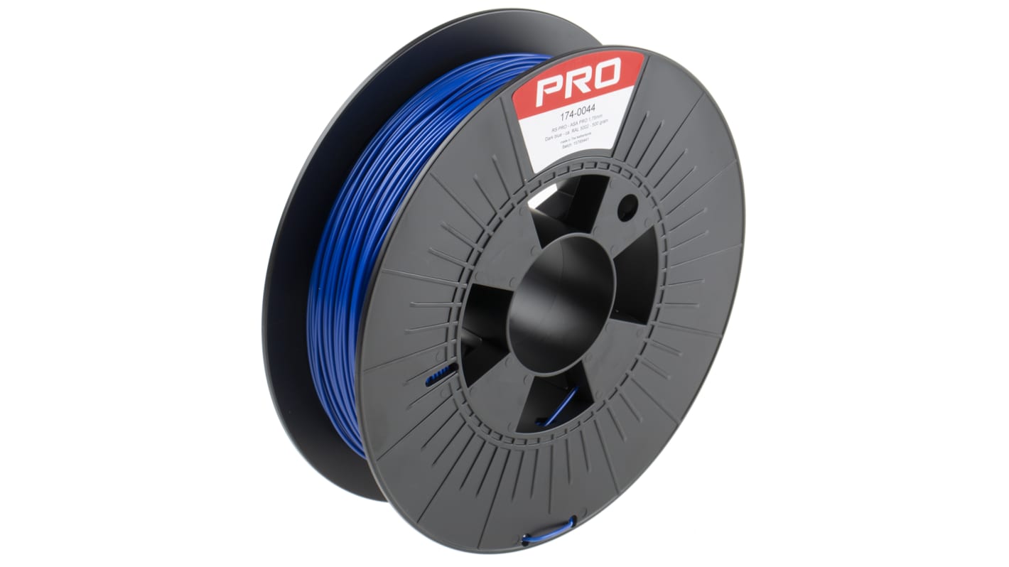 RS PRO ASA 3D-Drucker Filament zur Verwendung mit Gängige Desktop-3D-Drucker, Blau, 1.75mm, FDM, 500g