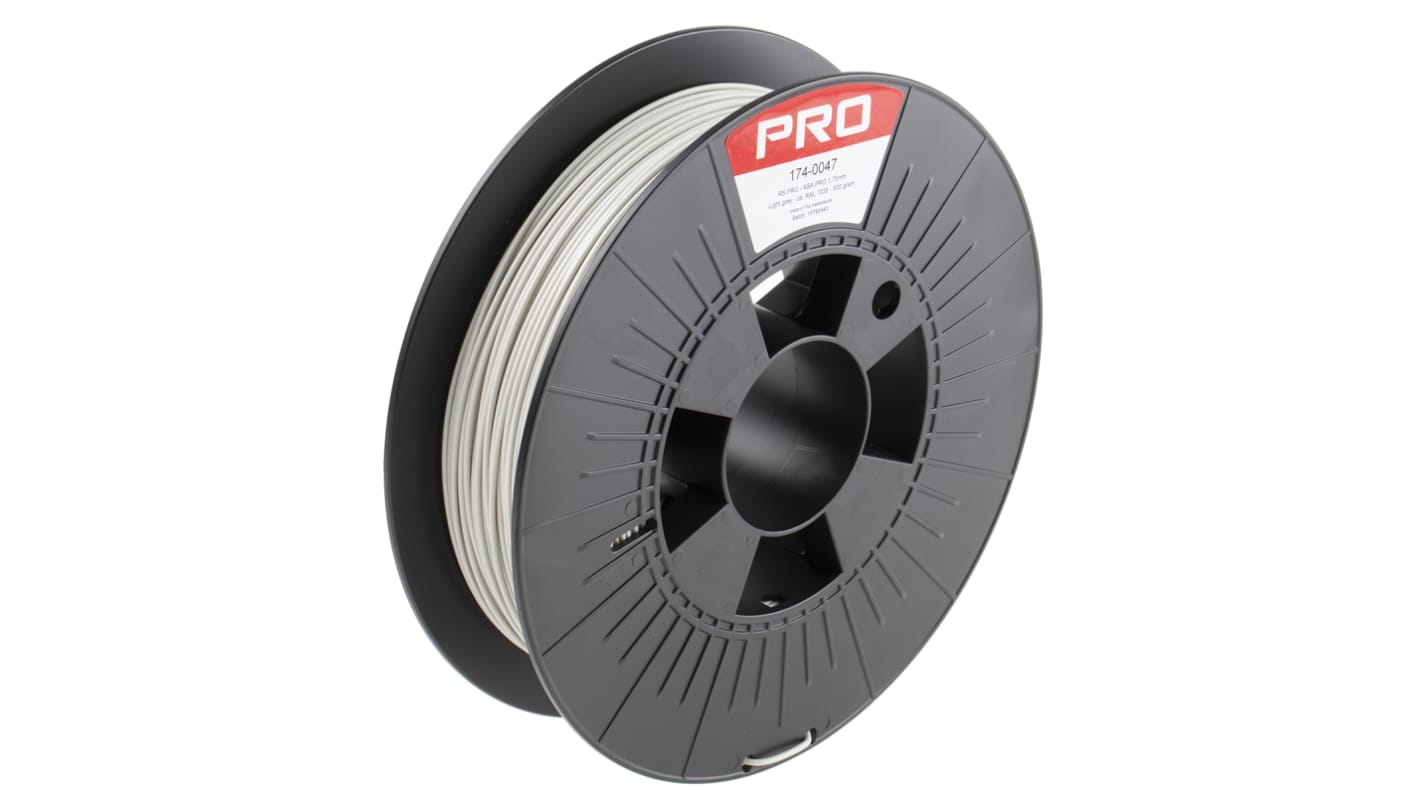 RS PRO 1.75mm Grey ASA 3D Printer Filament, 500g