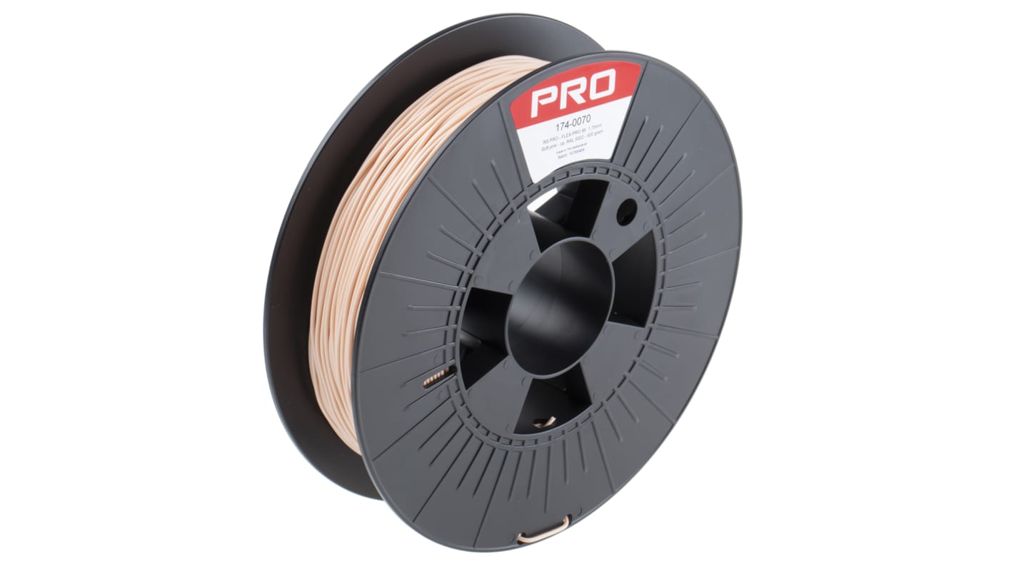 Filament pour imprimante 3D RS PRO, TPU 98A, Ø 1.75mm, Rose, 500g, FDM