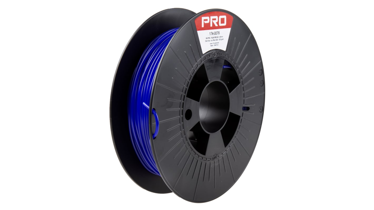 RS PRO TPU 98A 3D-Drucker Filament zur Verwendung mit Gängige Desktop-3D-Drucker, Blau, 2.85mm, FDM, 500g