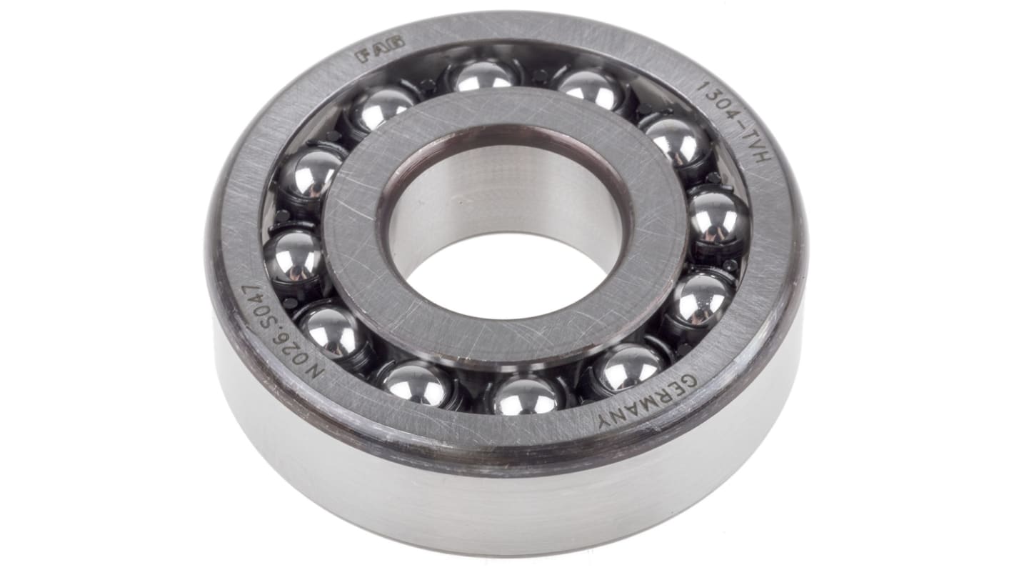 FAG 1304-TVH Self Aligning Ball Bearing- Open Type 20mm I.D, 52mm O.D