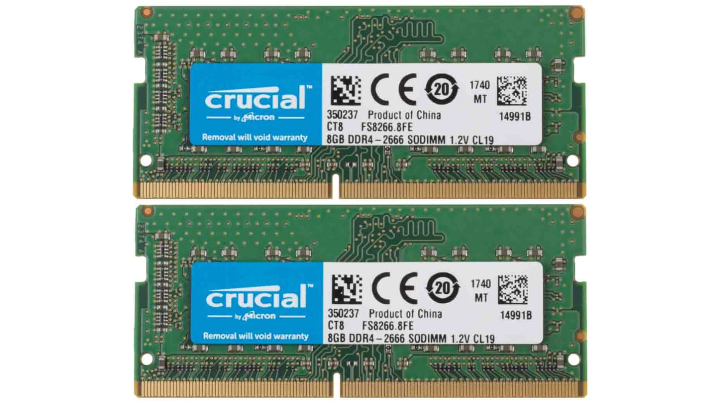 Crucial RAM 2 x 8 GB, Laptop, 2666MHz