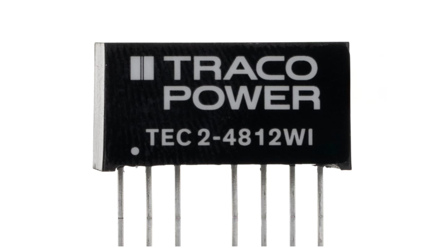 TRACOPOWER TEC 2WI DC-DC Converter, 12V dc/ 167mA Output, 18 → 75 V dc Input, 2W, Through Hole, +93°C Max Temp