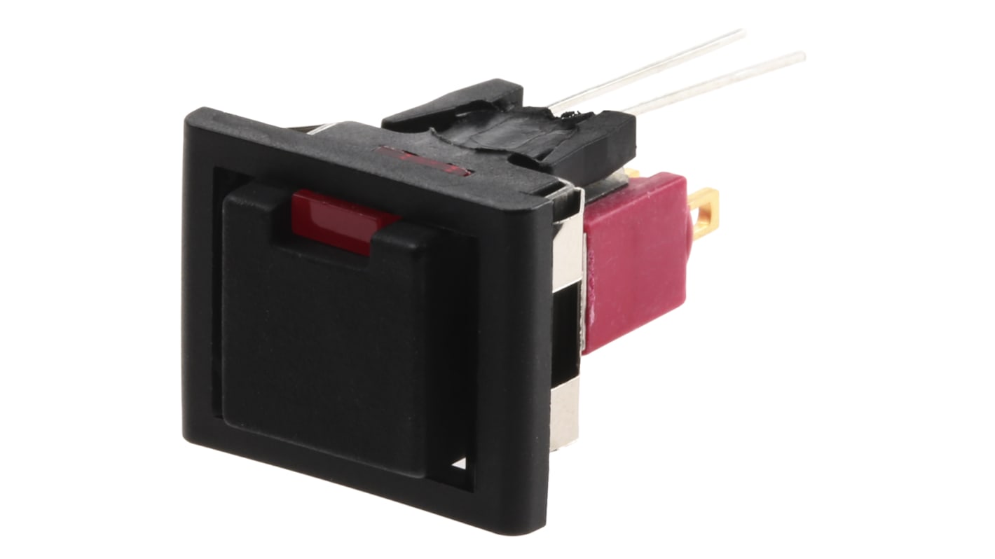 C & K Illuminated Push Button Switch, Momentary, Panel Mount, SPDT, Red LED