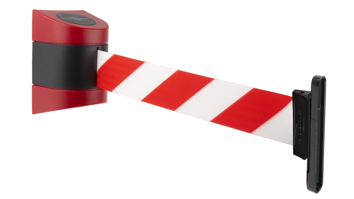 Tensator Red & White Plastic Retractable Barrier, 4.6m, Red, White Tape