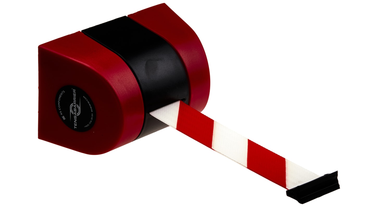 Tensator Red & White Retractable Barrier, 9m, Red, White Tape