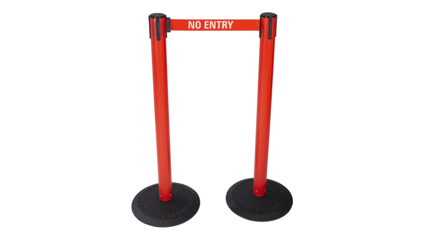 Tensator Black & Yellow Plastic Retractable Barrier, 2.3m, Red, White Tape