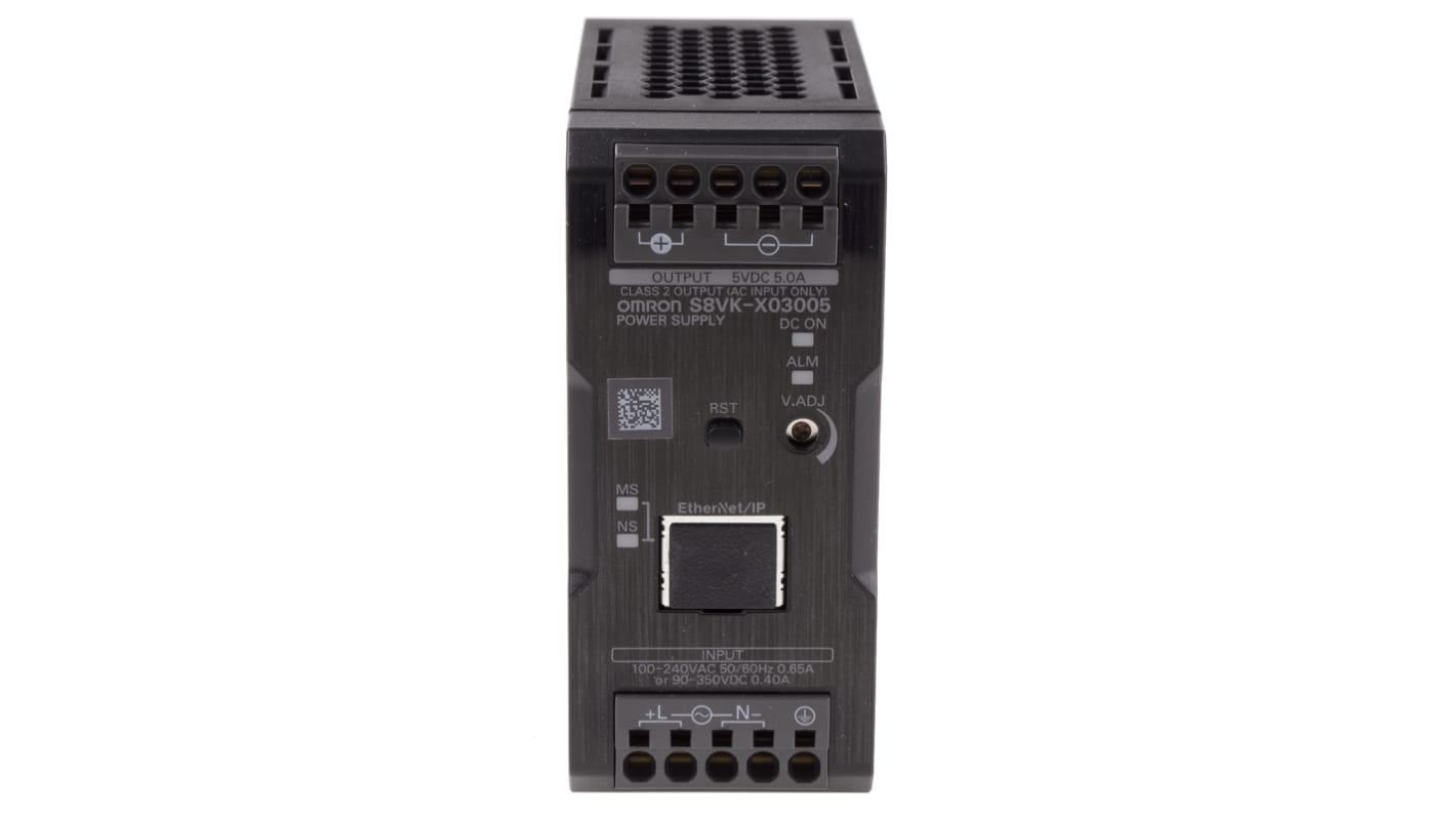 Omron S8VK-X Switched Mode DIN Rail Power Supply, 100 → 240V ac ac Input, 5V dc dc Output, 5A Output, 30W